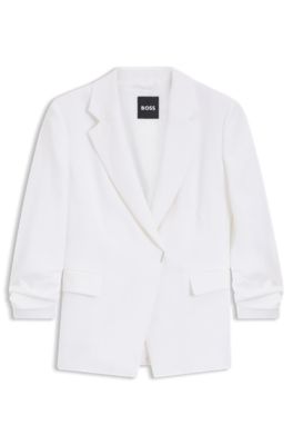 Slim-fit jacket in a linen blend, White