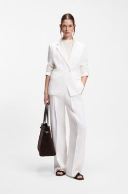 Slim-fit blazer in a linen blend, White