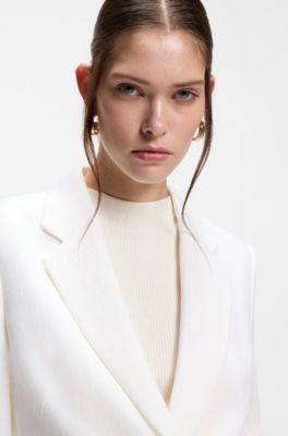 Slim-Fit Jacke aus Leinen-Mix, Wei&szlig;