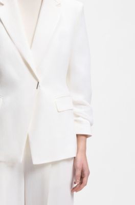Slim-fit blazer in a linen blend, White