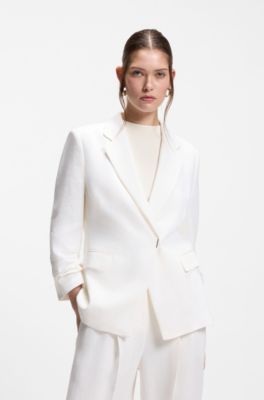 Slim-fit blazer in a linen blend, White