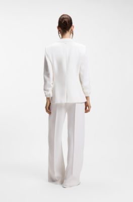 Slim-fit blazer in a linen blend, White