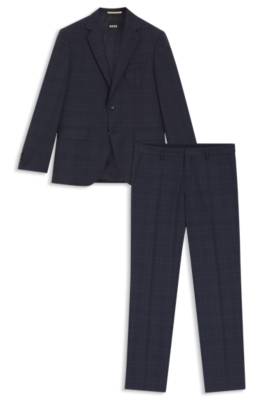 Two-piece regular-fit suit in checked virgin wool 1