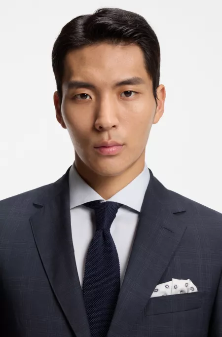 Two-piece regular-fit suit in checked virgin wool