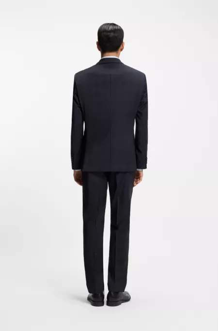 Two-piece regular-fit suit in checked virgin wool