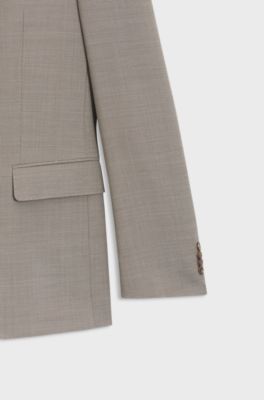 Two-piece slim-fit suit in micro-patterned stretch cloth, Beige