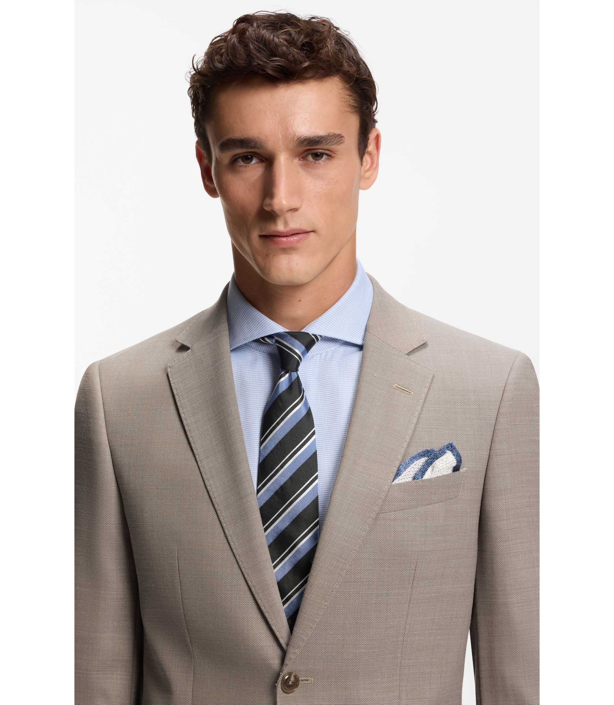 BOSS - スリムフィット ツーピーススーツ マイクロパターン ストレッチ