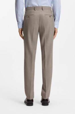 Two-piece slim-fit suit in micro-patterned stretch cloth, Beige
