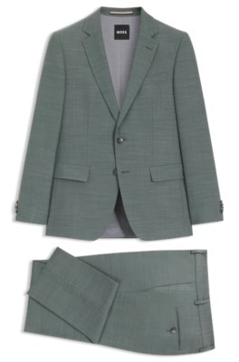 Two-piece slim-fit suit in micro-patterned stretch cloth