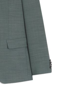 Costume Slim deux pi&egrave;ces en tissu stretch &agrave; micro motif, Vert