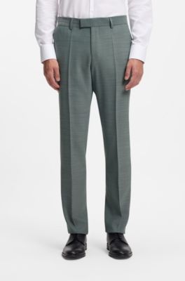Two-piece slim-fit suit in micro-patterned stretch cloth, Green