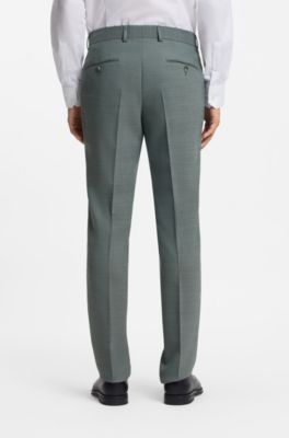 Traje slim fit de dos piezas de pa&ntilde;o el&aacute;stico con microestampado, Verde