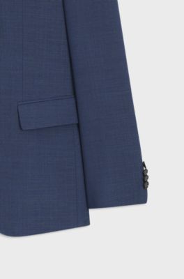 Two-piece slim-fit suit in micro-patterned stretch cloth, Blue
