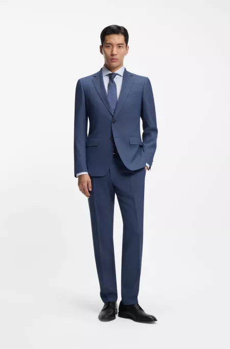 Two-piece slim-fit suit in micro-patterned stretch cloth