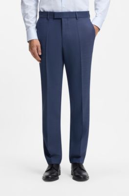 Two-piece slim-fit suit in micro-patterned stretch cloth, Blue
