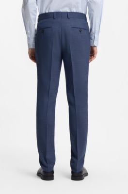 Two-piece slim-fit suit in micro-patterned stretch cloth, Blue