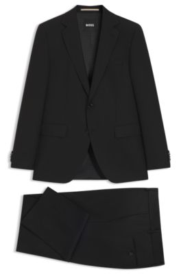 Two-piece regular-fit suit in stretch cloth, Black