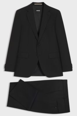 Two-piece regular-fit suit in stretch cloth, Black