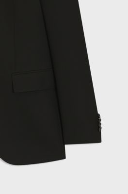 Zweiteiliger Regular-Fit Anzug aus Stretch-Gewebe, Schwarz