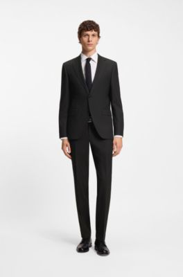 Zweiteiliger Regular-Fit Anzug aus Stretch-Gewebe, Schwarz