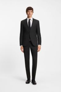 Two-piece regular-fit suit in stretch cloth, Black