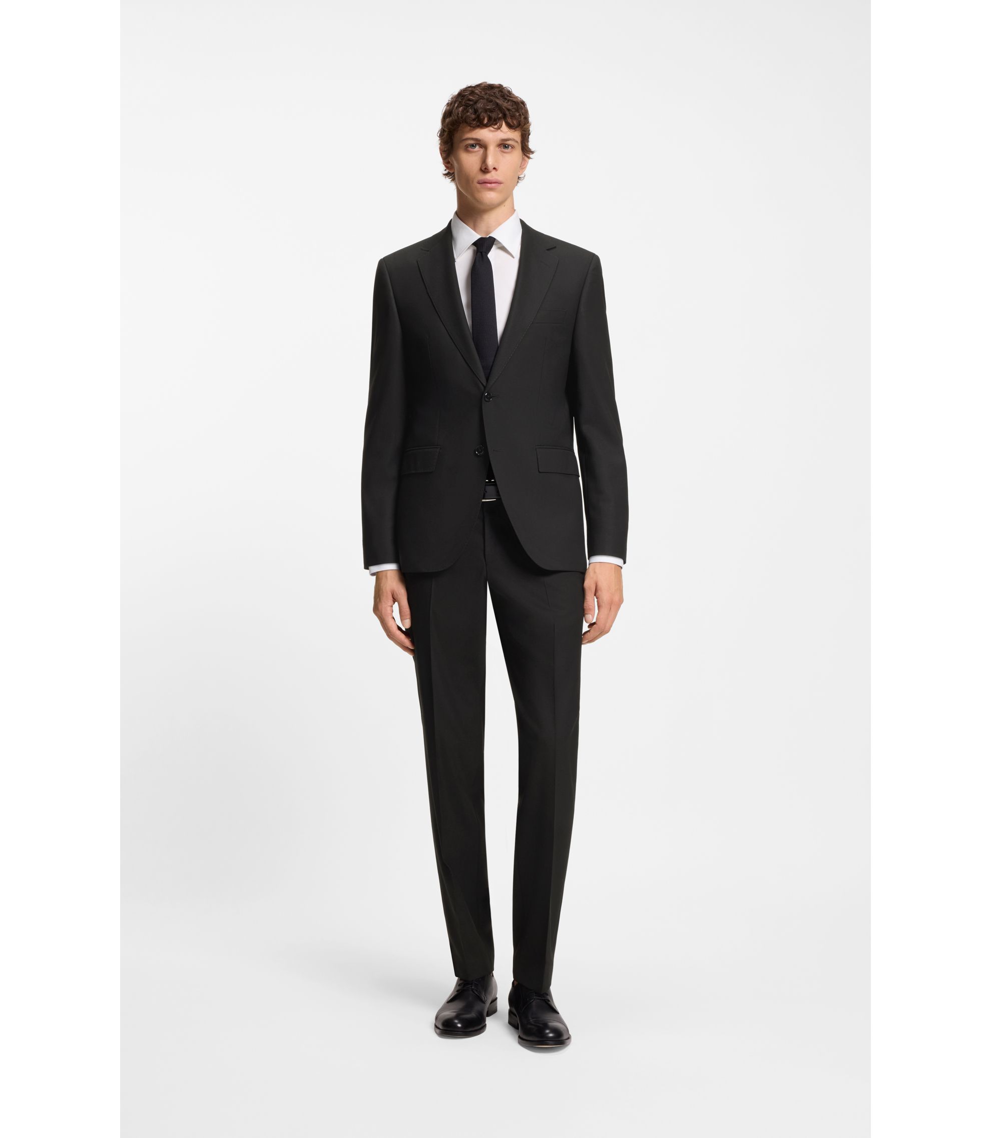 BOSS - レギュラーフィット ツーピーススーツ ストレッチクロス - ブラック