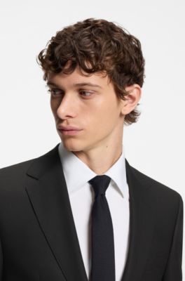 Two-piece regular-fit suit in stretch cloth, Black