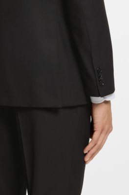 Two-piece regular-fit suit in stretch cloth, Black