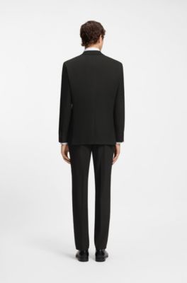 Two-piece regular-fit suit in stretch cloth, Black