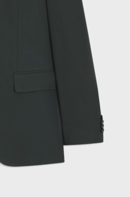 Traje regular fit de dos piezas en pa&ntilde;o el&aacute;stico, Verde oscuro