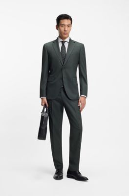 Two-piece regular-fit suit in stretch cloth, Dark Green