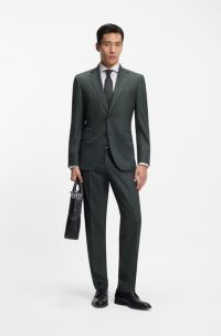 Two-piece regular-fit suit in stretch cloth, Dark Green