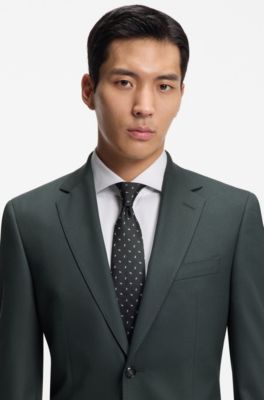 Two-piece regular-fit suit in stretch cloth, Dark Green