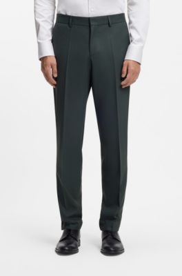 Two-piece regular-fit suit in stretch cloth, Dark Green