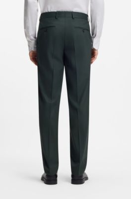 Two-piece regular-fit suit in stretch cloth, Dark Green