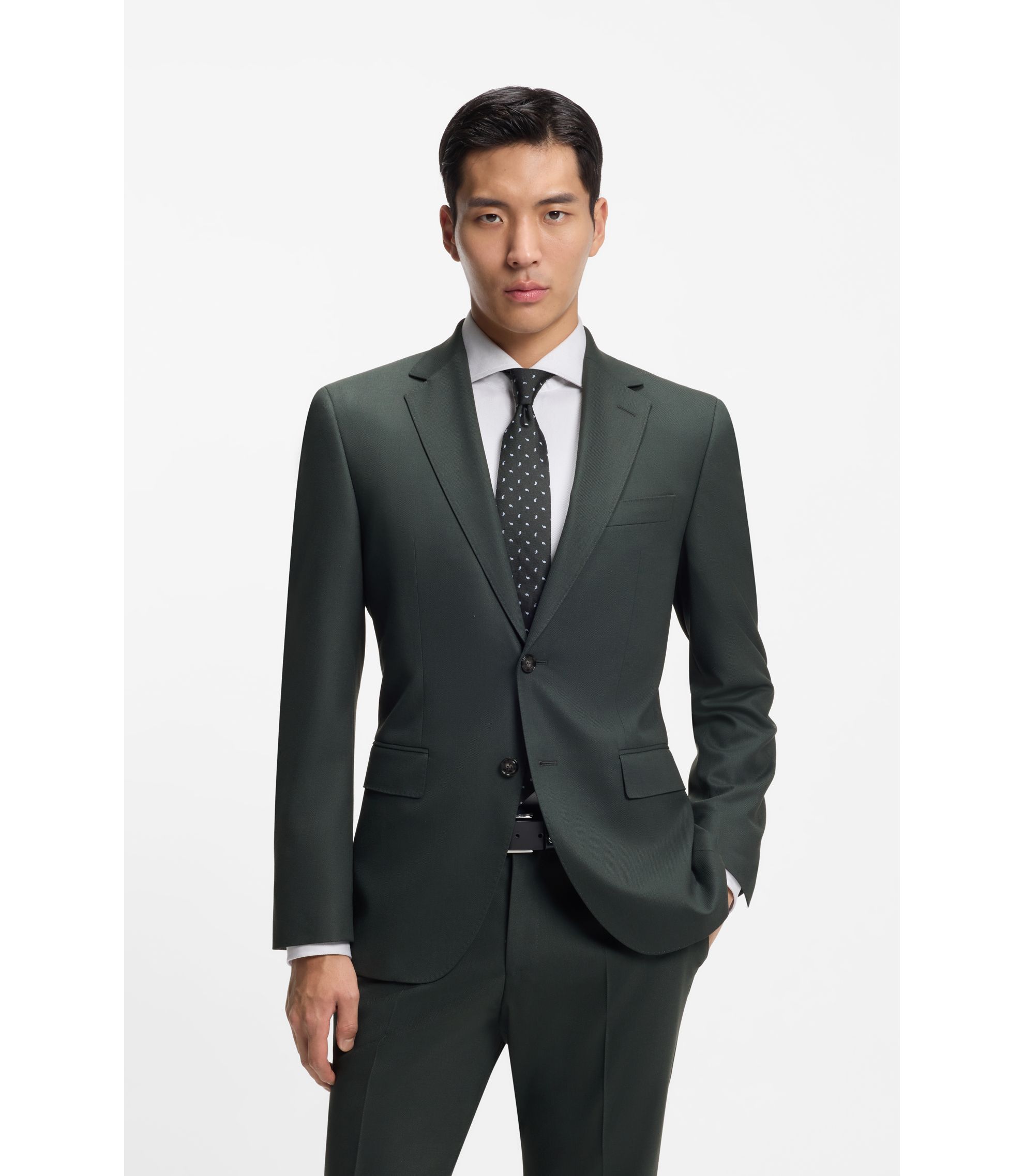 BOSS - レギュラーフィット ツーピーススーツ ストレッチクロス