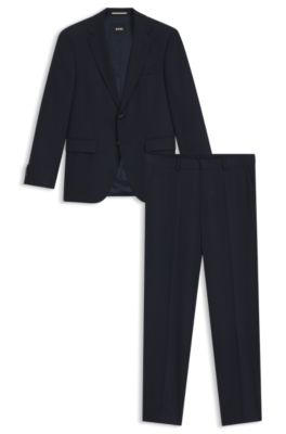 Two-piece regular-fit suit in stretch cloth, Dark Blue