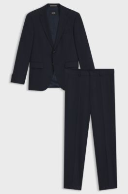 Two-piece regular-fit suit in stretch cloth, Dark Blue