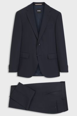 Two-piece regular-fit suit in stretch cloth, Dark Blue