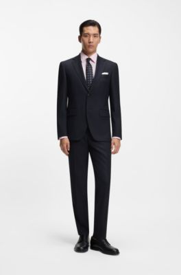 Abito regular fit due pezzi in tessuto elasticizzato, Blu scuro