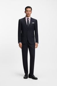 Two-piece regular-fit suit in stretch cloth, Dark Blue