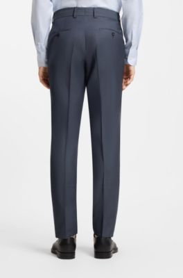 Two-piece slim-fit suit in patterned virgin wool, Blue