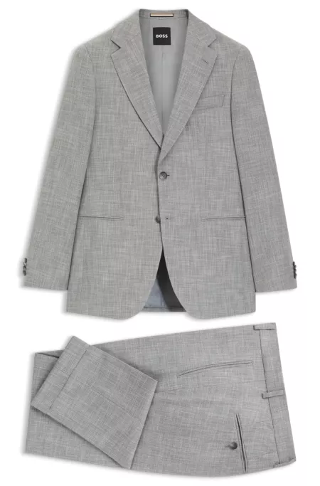 Two-piece slim-fit suit in cotton and virgin wool
