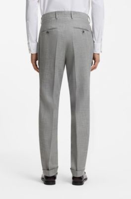 Two-piece slim-fit suit in cotton and virgin wool, Silver