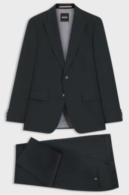 Two-piece slim-fit suit in a wool blend, Dark Green