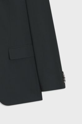 Two-piece slim-fit suit in a wool blend, Dark Green
