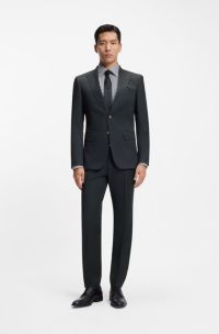 Costume Slim deux pi&egrave;ces en laine m&eacute;lang&eacute;e, Vert