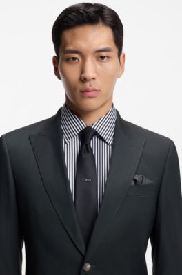Two-piece slim-fit suit in a wool blend, Dark Green