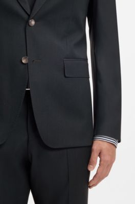 Two-piece slim-fit suit in a wool blend, Dark Green