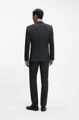 Abito due pezzi slim fit in misto lana, Verde scuro